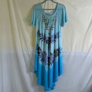Vintage Sante' Midi Dress Floral in Light Blues & Purple Made in India One Size*